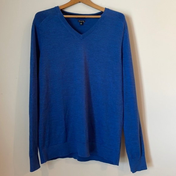 Express Men Wool Blend Sweater SZ XXL V-Neck Blue Soft and Stretchy - Picture 2 of 15